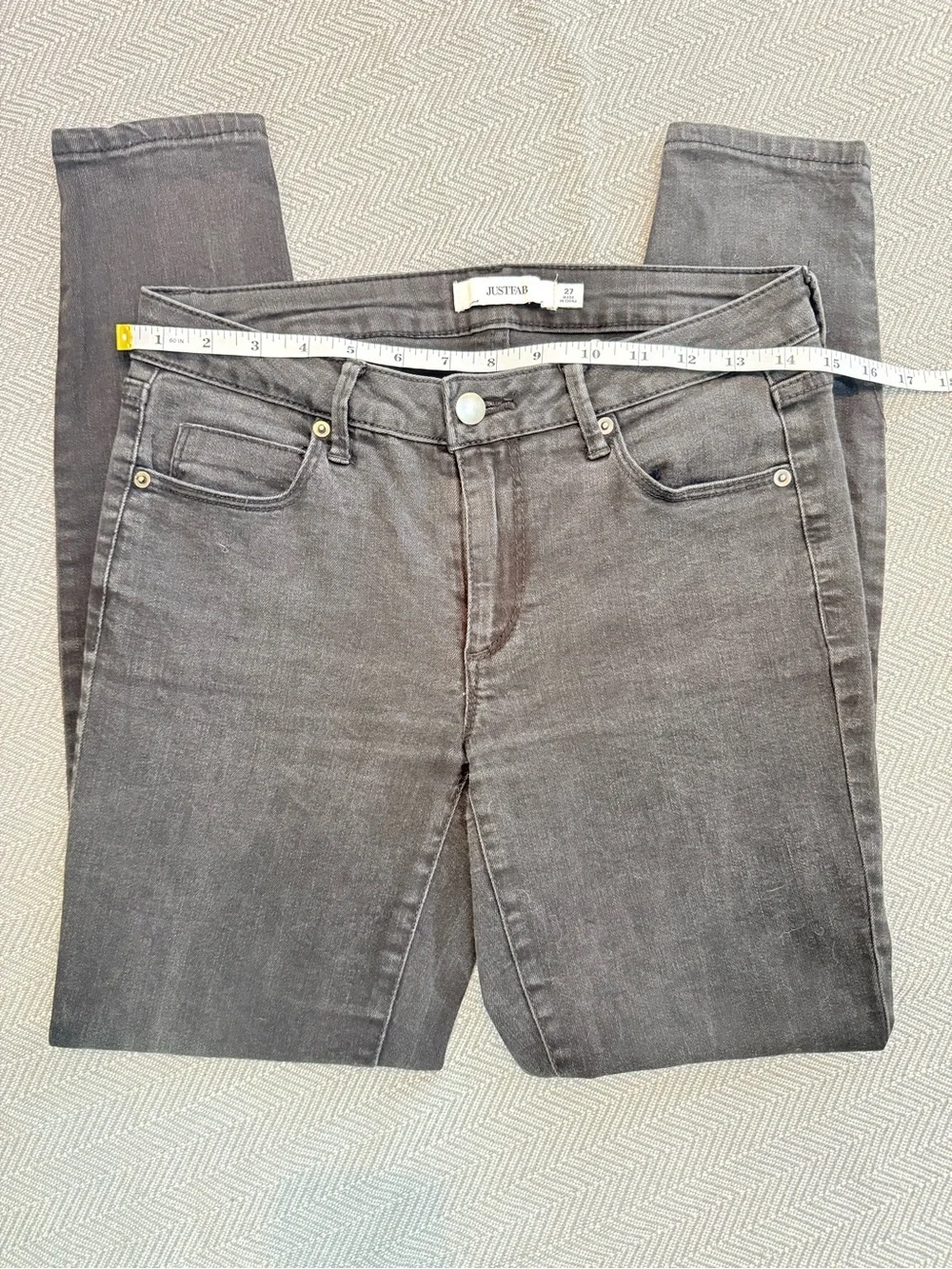 JustFab Skinny Jeans Charcoal Grey Size 27 Stretch Denim EUC